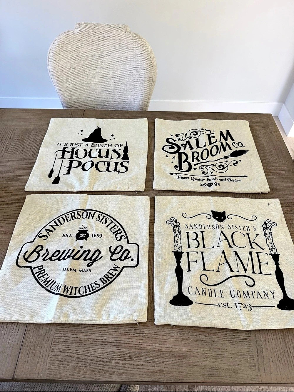 18x18 Set of 4 Hocus Pocus Sanderson Sisters Halloween Pillow Covers